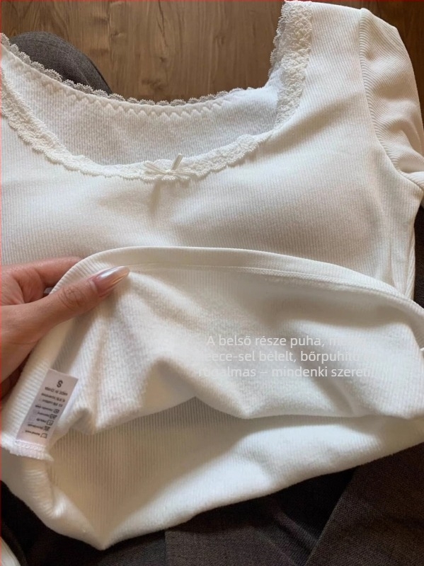 Női slim-fit póló hosszú ujjú, U-nyakú, geometriai mintázatú, poliészter-spandex anyagú, koreai lazább stílus
