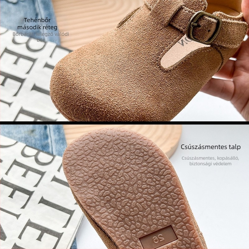 Gyermekeknek készült hercegnő stílusú bőrcipő, lélegző és könnyű, Velcro-zár, gumitalp, két réteg marhabőrből, 4–12 éveseknek, tavasz 2023 modell