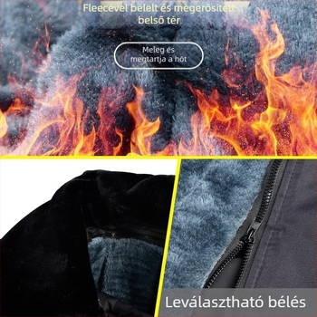 Katonai stílusú téli kabát fleece bélés, vastag szigetelés, camouflage mintázat, unisex