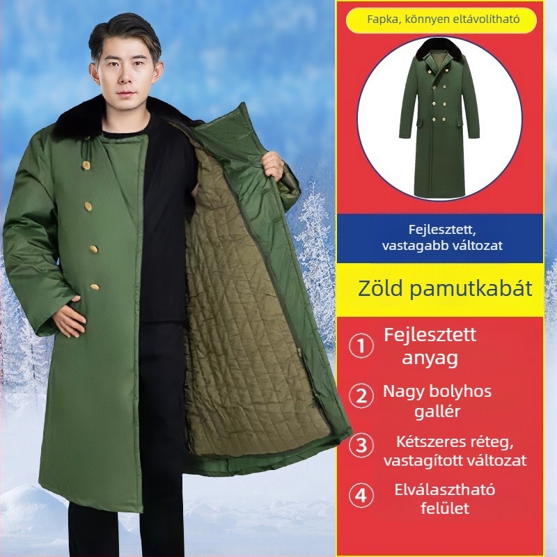 Katonai stílusú téli kabát fleece bélés, vastag szigetelés, camouflage mintázat, unisex