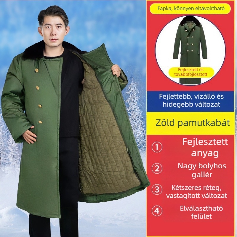 Katonai stílusú téli kabát fleece bélés, vastag szigetelés, camouflage mintázat, unisex