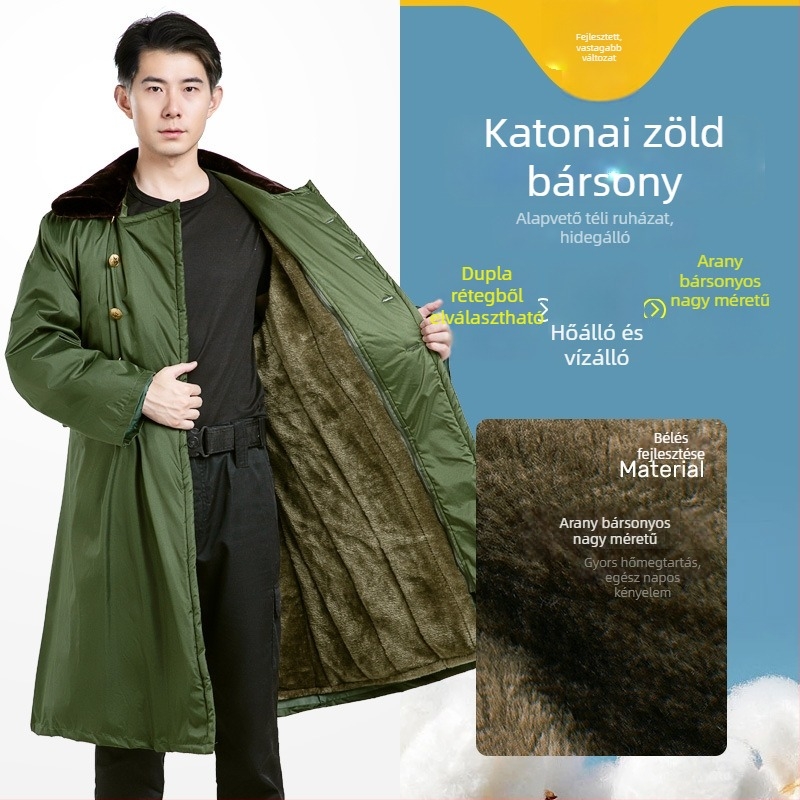 Katonai stílusú téli kabát fleece bélés, vastag szigetelés, camouflage mintázat, unisex