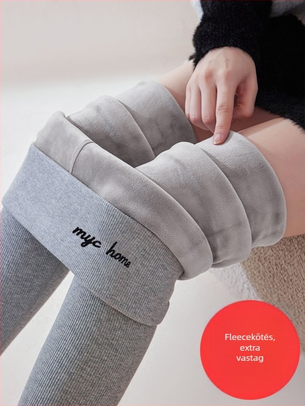 Téli leggings fleece béléssel, vastag, magas rugalmasság, karcsúsított szabású jóga nadrág fenék-emelő hatással, poliészter-viszkóz-spandex keverék