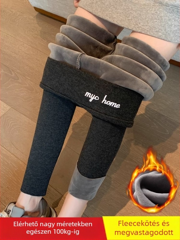 Téli leggings fleece béléssel, vastag, magas rugalmasság, karcsúsított szabású jóga nadrág fenék-emelő hatással, poliészter-viszkóz-spandex keverék