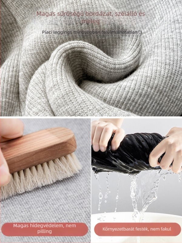 Téli leggings fleece béléssel, vastag, magas rugalmasság, karcsúsított szabású jóga nadrág fenék-emelő hatással, poliészter-viszkóz-spandex keverék