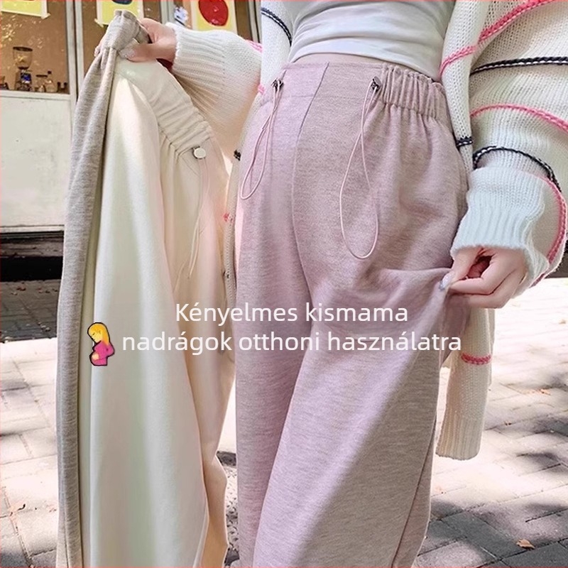 Kismama nadrág Air Cotton anyagból melegséggel, hosszú szabású, enyhe rugalmasság.
