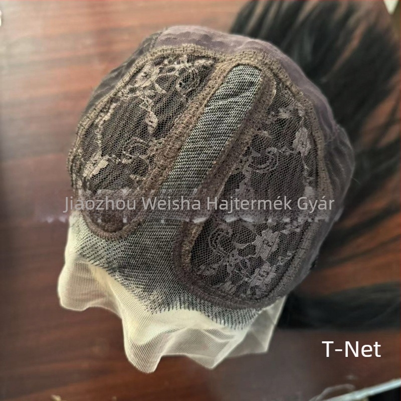 Fekete paróka elülső csipkével, természetes kinézet, kézzel horgolt, hosszú egyenes haj, hőálló szálak, cosplay