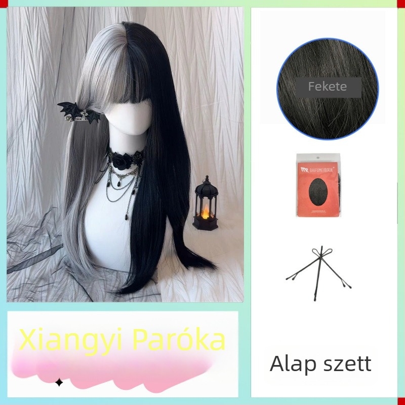 Női cosplay paróka, hosszú egyenes haj, hőálló szál, gépi szövés, eredet: Kontinentális Kína