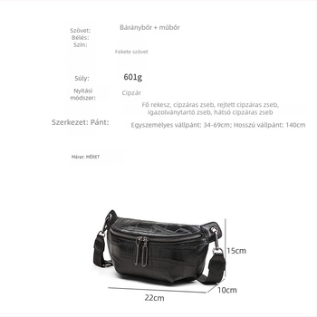 Fekete krokodil mintás övtáska nőknek, új őszi–téli modell, retro crossbody táska, multifunkcionális utcai stílus