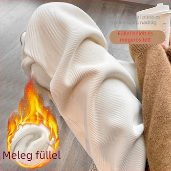 Terhes nadrág meleg fleece belsővel téli/őszre — laza szabás, magas derék; fő anyag 50–70%, másodlagos <30% Spandex.