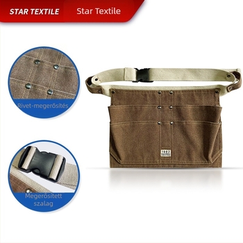 Övtáska szerszámokhoz építkezésre (több rekesz; vastag kopásálló kialakítás; villanyszerelőknek; kültéri használat)