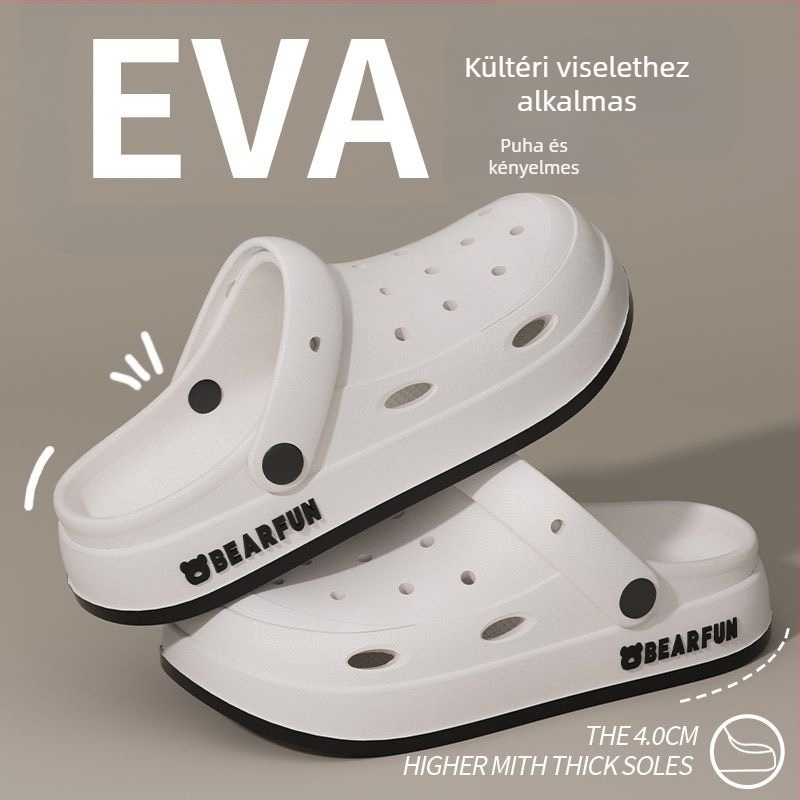 Crocs-stílusú EVA szandál, uniszex, EVA felsőrész és talp, talp vastagsága 2–3 cm, könnyű, csúszásmentes, vízálló
