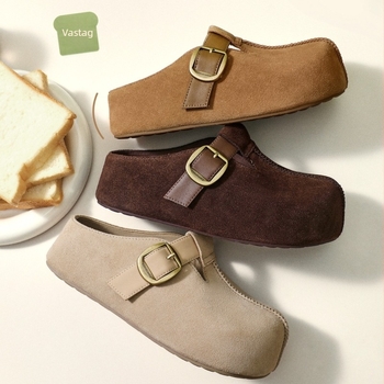 Birkenstock-stílusú vastag talpú Slip-On szandálok, kerek orrú, felső rész: szuper rost, talp: gumi, bélés nélkül