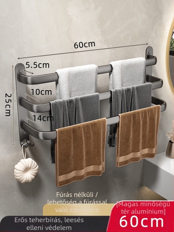 Fali törölközőtartó egycsövű, Space alumínium, spray-plasztik felület, Bao Mu