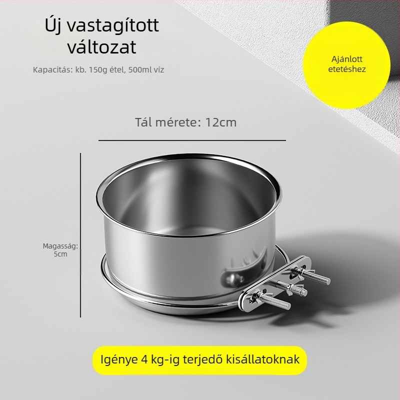 3143 Függő etető tál rozsdamentes acélból, anti-spill dizájn, kutyák és macskák számára