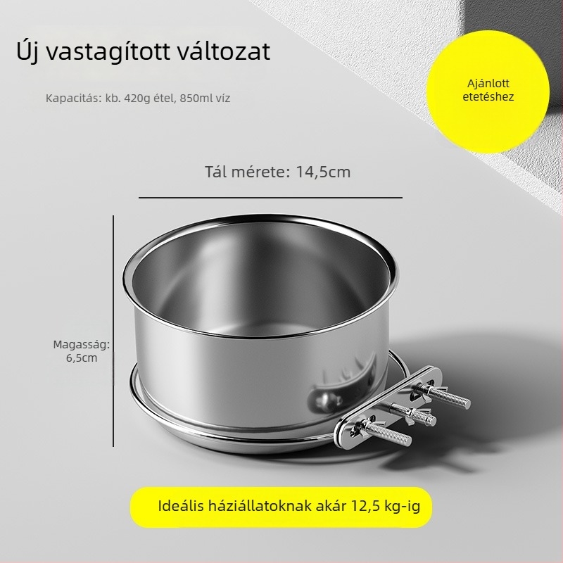 3143 Függő etető tál rozsdamentes acélból, anti-spill dizájn, kutyák és macskák számára