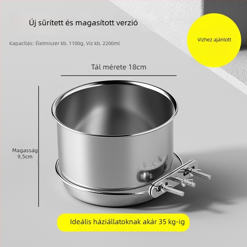 3143 Függő etető tál rozsdamentes acélból, anti-spill dizájn, kutyák és macskák számára