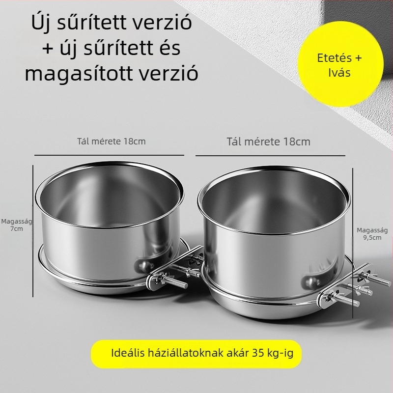 3143 Függő etető tál rozsdamentes acélból, anti-spill dizájn, kutyák és macskák számára