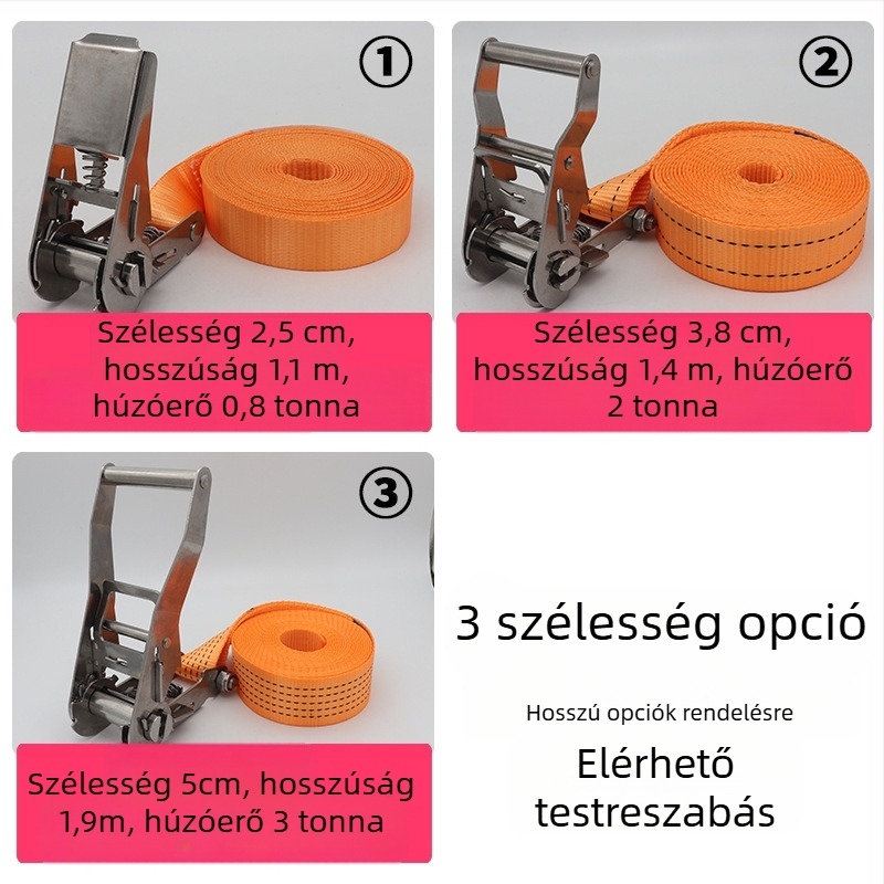 Trump 304 rozsdamentes acélból készült feszítő horog nélkül rakományhevederhez, körkörös rögzítésre alkalmas