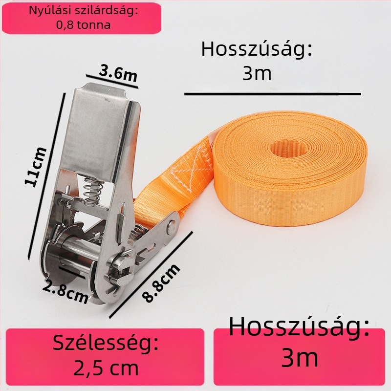 Trump 304 rozsdamentes acélból készült feszítő horog nélkül rakományhevederhez, körkörös rögzítésre alkalmas