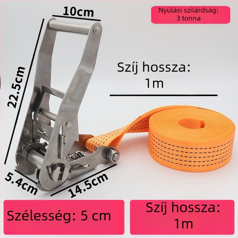Trump 304 rozsdamentes acélból készült feszítő horog nélkül rakományhevederhez, körkörös rögzítésre alkalmas