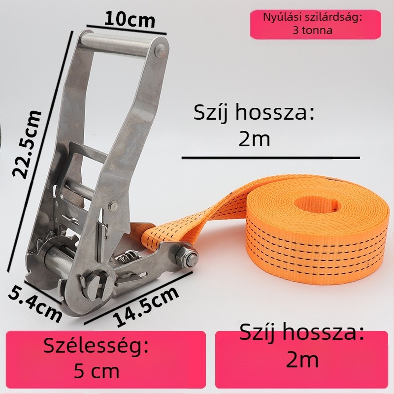Trump 304 rozsdamentes acélból készült feszítő horog nélkül rakományhevederhez, körkörös rögzítésre alkalmas