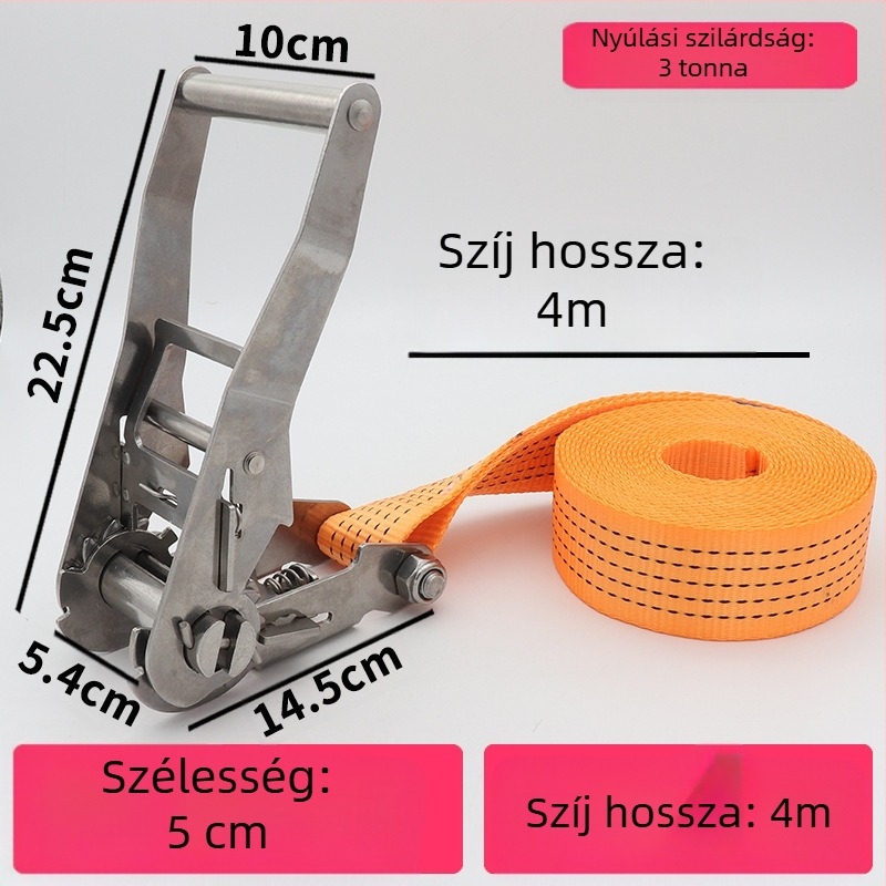 Trump 304 rozsdamentes acélból készült feszítő horog nélkül rakományhevederhez, körkörös rögzítésre alkalmas