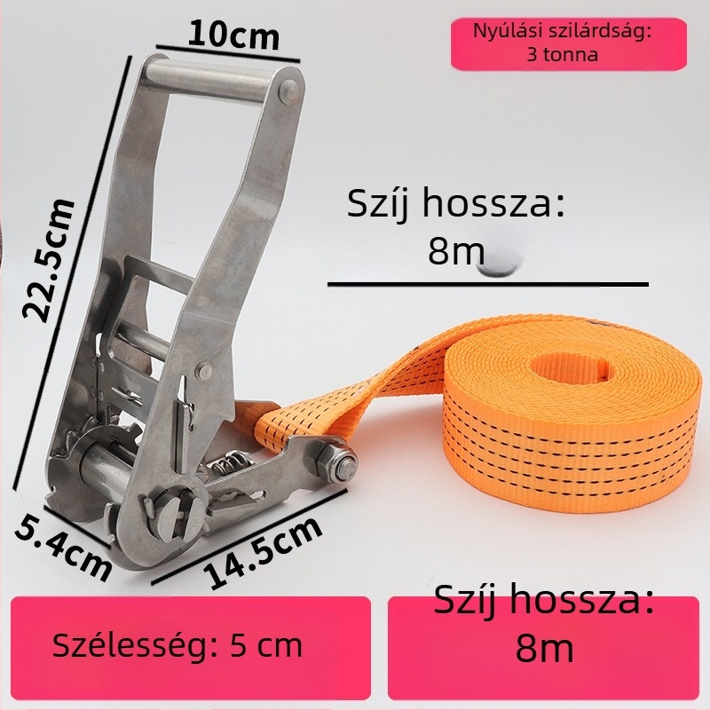 Trump 304 rozsdamentes acélból készült feszítő horog nélkül rakományhevederhez, körkörös rögzítésre alkalmas