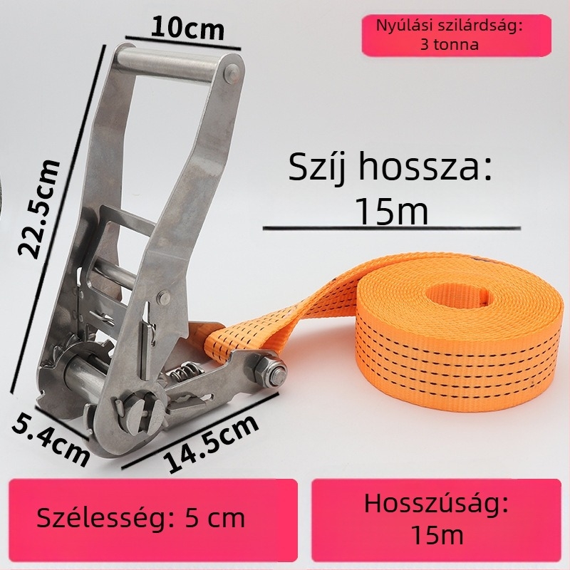 Trump 304 rozsdamentes acélból készült feszítő horog nélkül rakományhevederhez, körkörös rögzítésre alkalmas