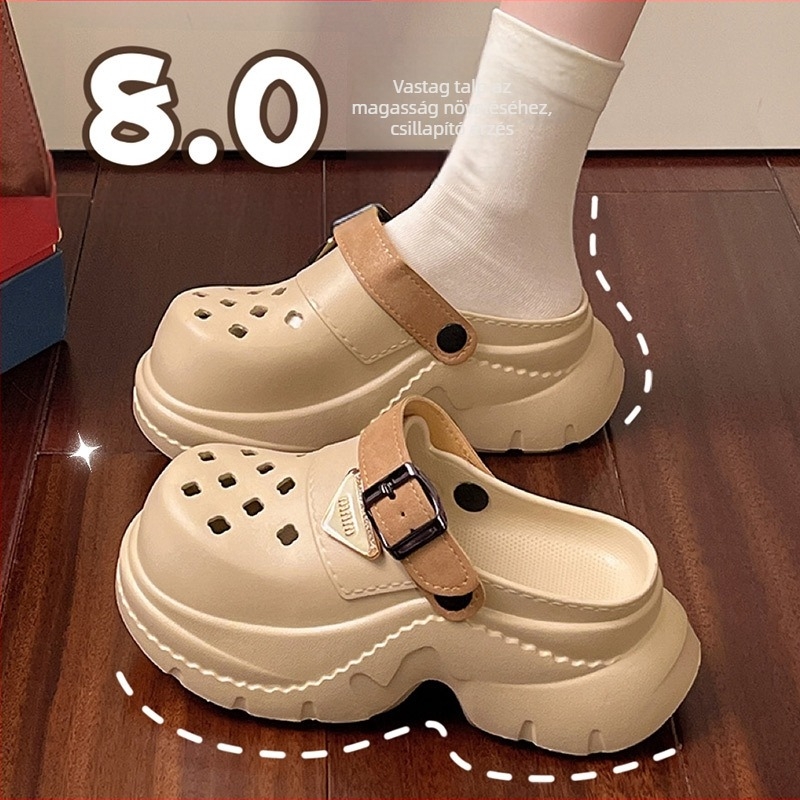 Női EVA Crocs, 8–9 cm vastag talpú, emelt orr-rész, légáteresztő, csúszásmentes