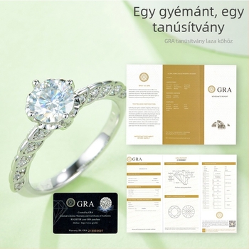 S925 Sterling ezüst Moissanite gyűrű, 1 karátos eljegyzési gyűrű nőknek