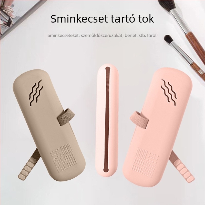 Szilikon sminkecset-tároló utazáshoz - porvédett kozmetikai szervező