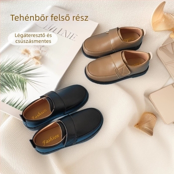Fiú gyerek bőr cipő Velcro-zárással, iskolai és előadásokhoz, kézzel készített; felsőrész: split leather; belső talp: természetes bőr; talp: marhacsont; zárás: Velcro