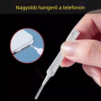 Telefon port tisztító keféje – a töltőportok, hangszórók és hallókészülékek tisztítására; modell J74565, tömeg 5 g, műanyag, kompatibil mobiltelefonokkal, laptopokkal, számítógépekkel és digitális fényképezőgépekkel, 2025-ben piacra kerül