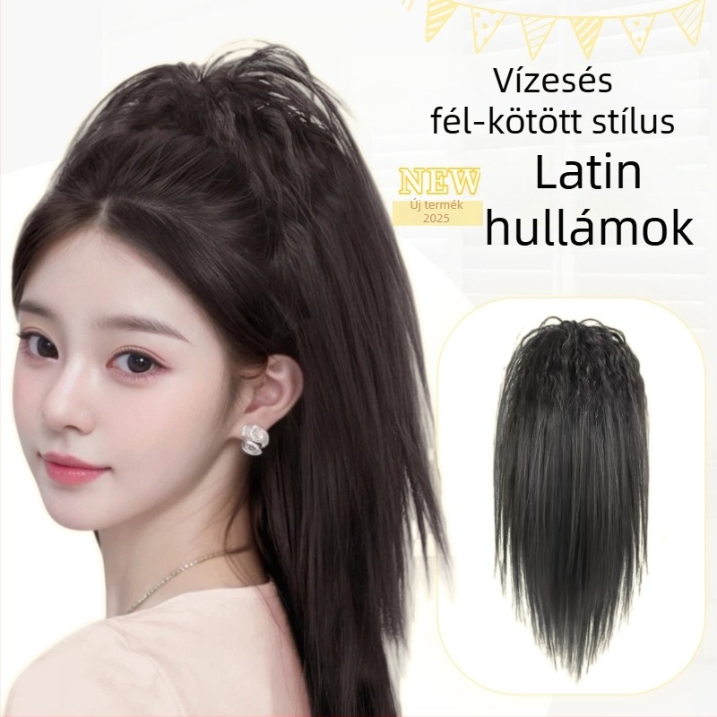 Farkas paróka csipeszes, vízesés hullámos stílus, dús volumen, hőálló szintetikus szálak