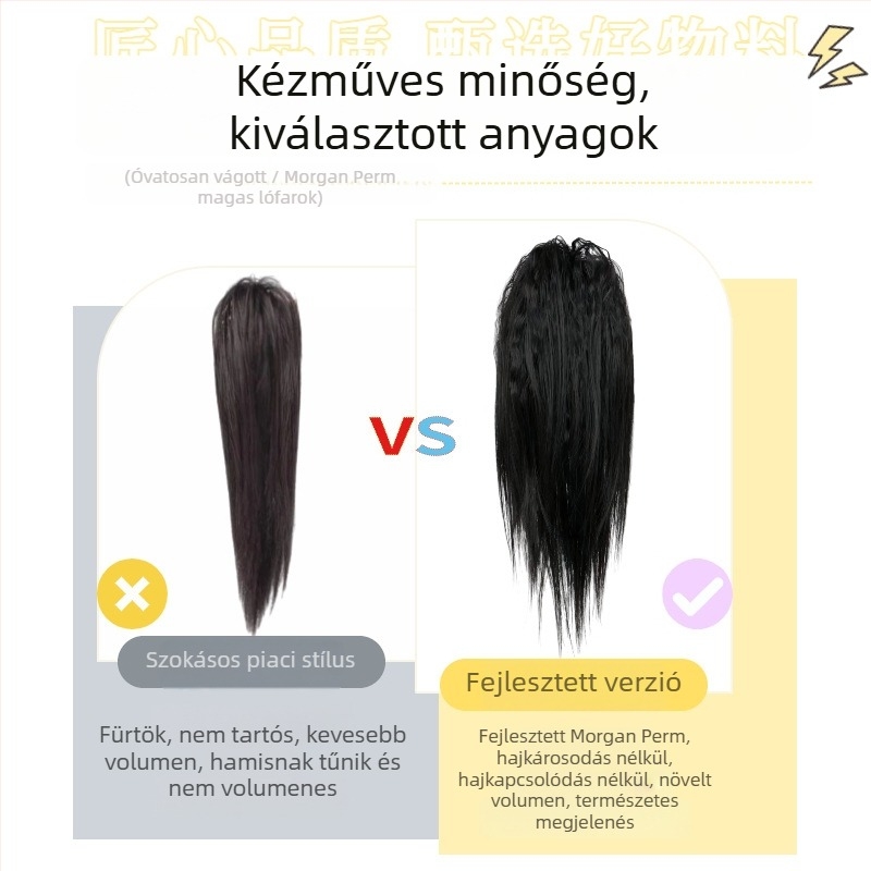 Farkas paróka csipeszes, vízesés hullámos stílus, dús volumen, hőálló szintetikus szálak