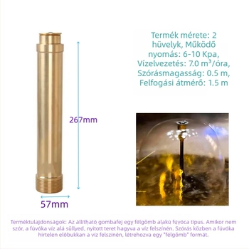 Állítható gombás öntözőfej, meghosszabbított, teljes rézből, tájképi vízjelenetekhez és tavakhoz
