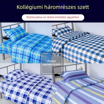 Háromrészes pamut ágyneműkészlet, csíkos minta, reaktív nyomtatás és festés, egyszerű szövés, modern minimalista stílus