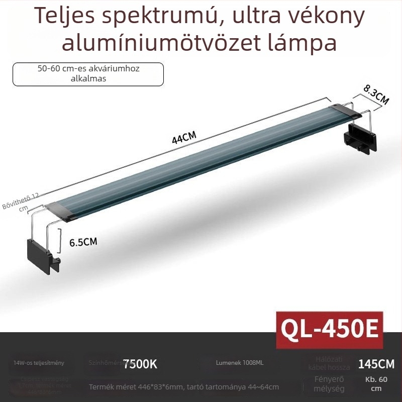 Akvarium LED világítás víz alatti növényekhez — teljes spektrum, vízálló, alumíniumötvözet, 8W, FKSC