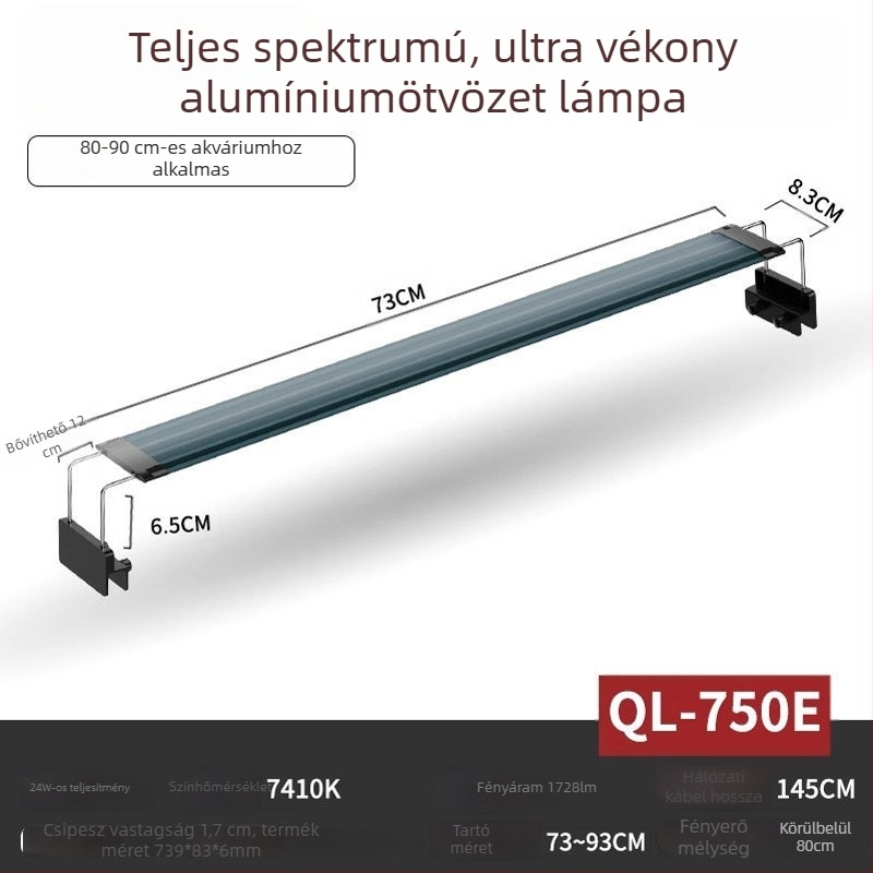 Akvarium LED világítás víz alatti növényekhez — teljes spektrum, vízálló, alumíniumötvözet, 8W, FKSC