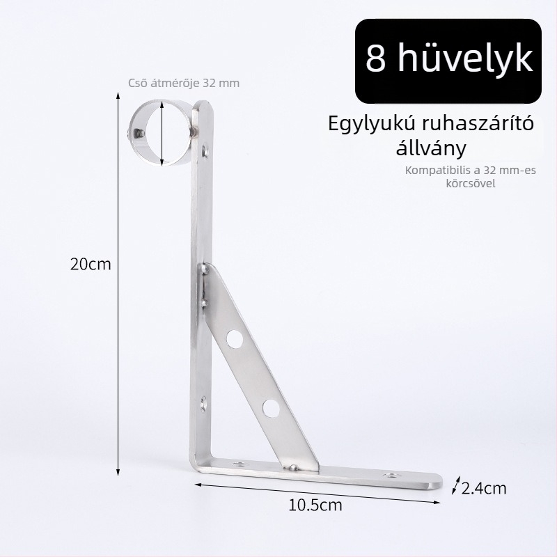Rozsdamentes acél oldalsó rögzítésű háromszög ruhaszárító, erkélyhez, falra szerelve