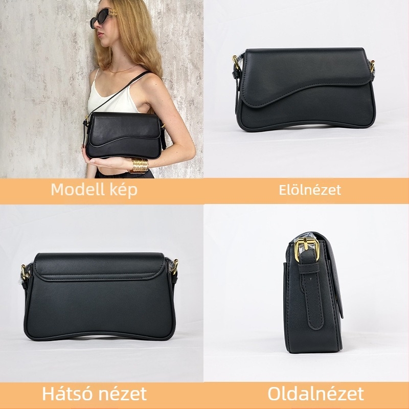 TrendsBlue Női válltáska - 100% PU, európai és amerikai retro stílus, vízszintes négyszögletes forma, cipzáras nyitás