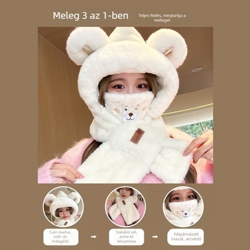 Akril sál és kesztyűk készlet felnőtteknek, uniszex, télre