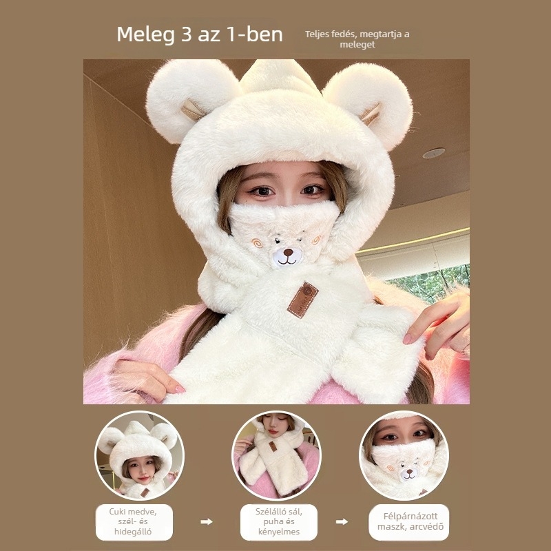 Akril sál és kesztyűk készlet felnőtteknek, uniszex, télre