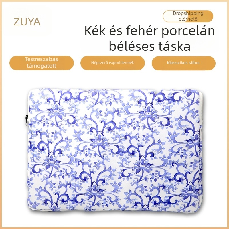 Zhuoyi ütésálló laptop- és tabletok tok, virágos mintával, bélés poliészterből, városi egyszerű stílus