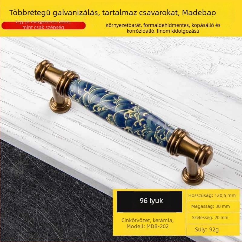 MDB-202 Szekrényajtó és fiók fogantyú | Anyag: cink ötvözet és kerámia | Felületkezelés: Egyéb | Használat: szekrény, ajtó, fiók