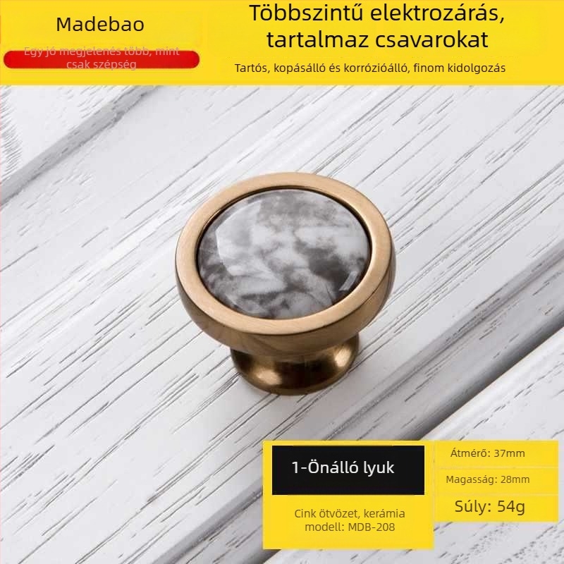 MDB-202 Szekrényajtó és fiók fogantyú | Anyag: cink ötvözet és kerámia | Felületkezelés: Egyéb | Használat: szekrény, ajtó, fiók