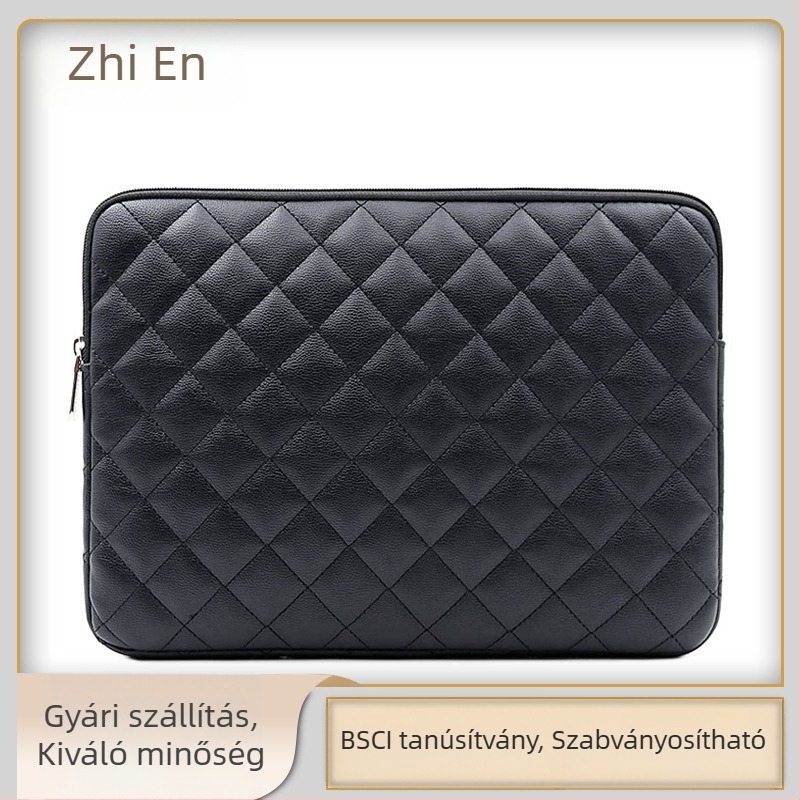 PU bőr laptop- és tabletatáska quilting mintával és hímzett részletekkel, belső rekesz (Anyag: PU bőr; Szezon: 2023 tavasz; Nem: Semleges; Funkció: Egyéb)