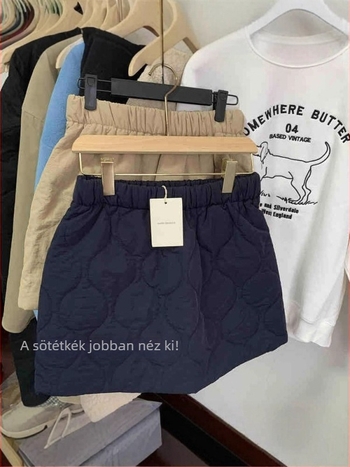 Amerikai retro stílusú steppelt A-vonalú rövid szoknya, őszi-téli szezonra, elasztikus derékkal, kis mérethez