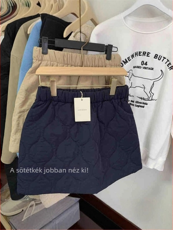 Amerikai retro stílusú steppelt A-vonalú rövid szoknya, őszi-téli szezonra, elasztikus derékkal, kis mérethez
